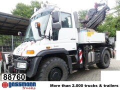 Unimog U400 4x4, Frontzapfwelle, Heckkran Hiab XS 